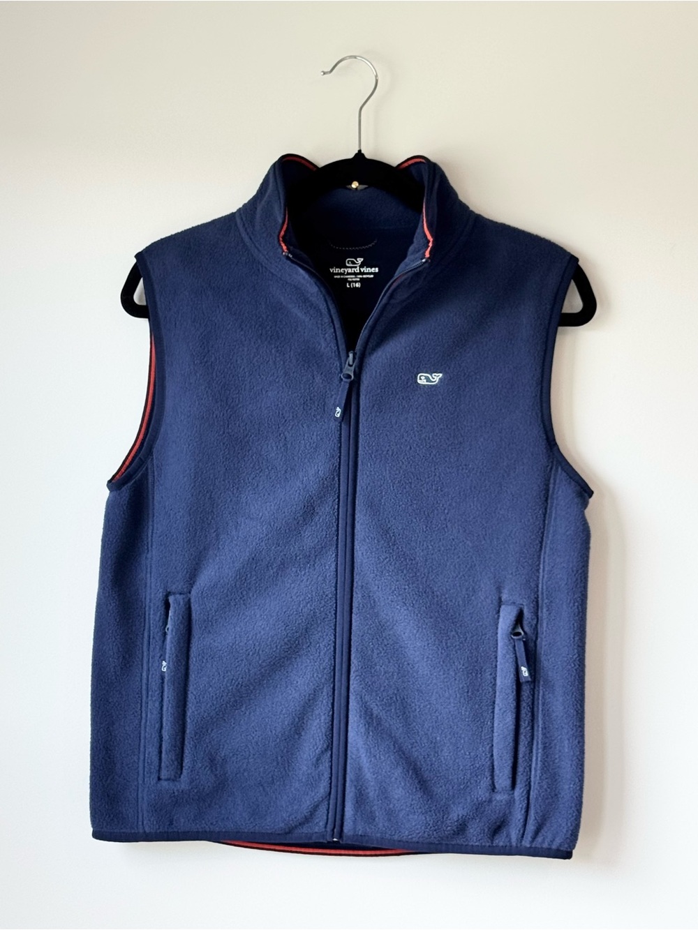 Vineyard Vines Boys L 16 Blue Fleece Zip Vest Preppy